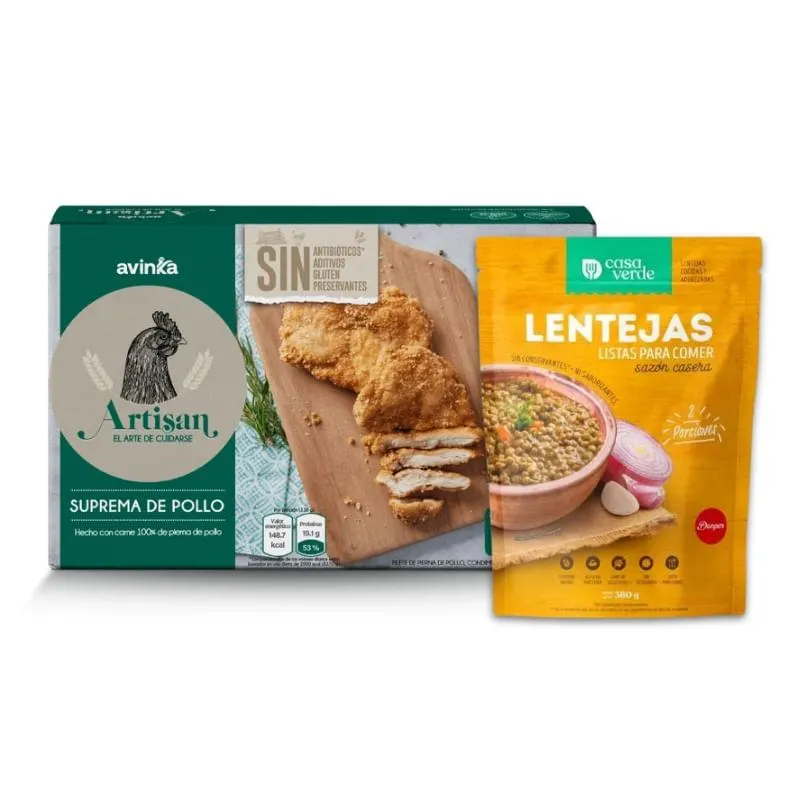 Pack Suprema Artisan Caja 550 g + Lentejas listas para comer Casa verde 360 g