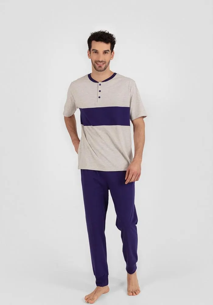 PIJAMA PANTALON HOMBRE ALGODÓN GRIS - 77.741