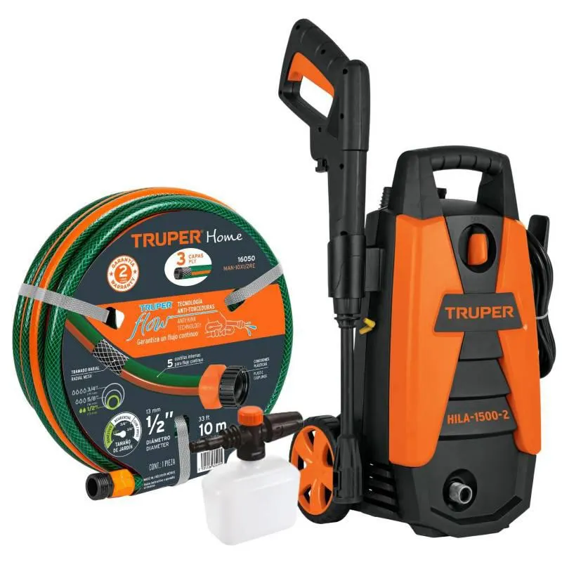 Hidrolavadora Portatil 1500 PSI + Manguera 10 metros Truper