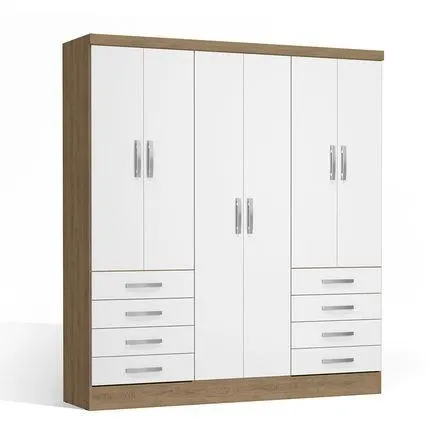 Ropero Ema 6 Puertas 8 Cajones MDP Maple/Blanco Kappesberg