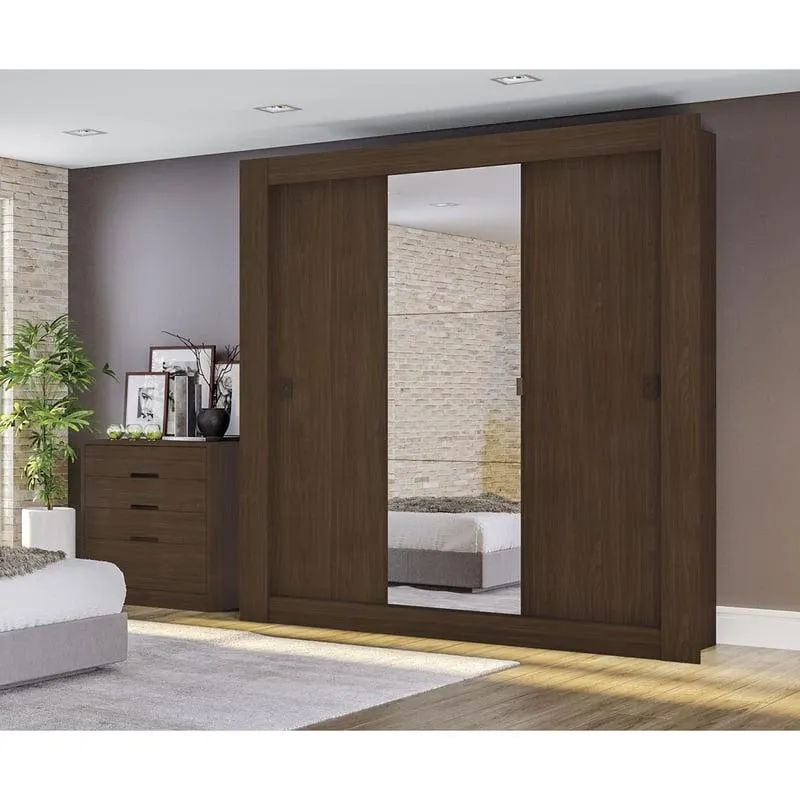 Ropero Salvador 3 Puertas Corredizas 2 Cajones con Espejo