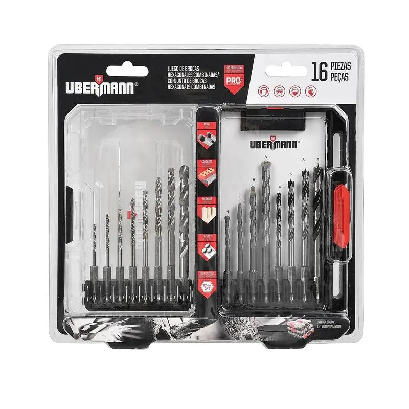 Set 16 Brocas Hexagonales Combinadas Ubermann