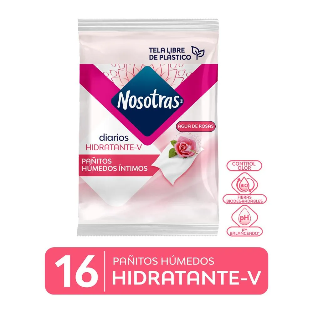 Nosotras Agua de Rosas Pañitos Íntimos x 16 Unidades
