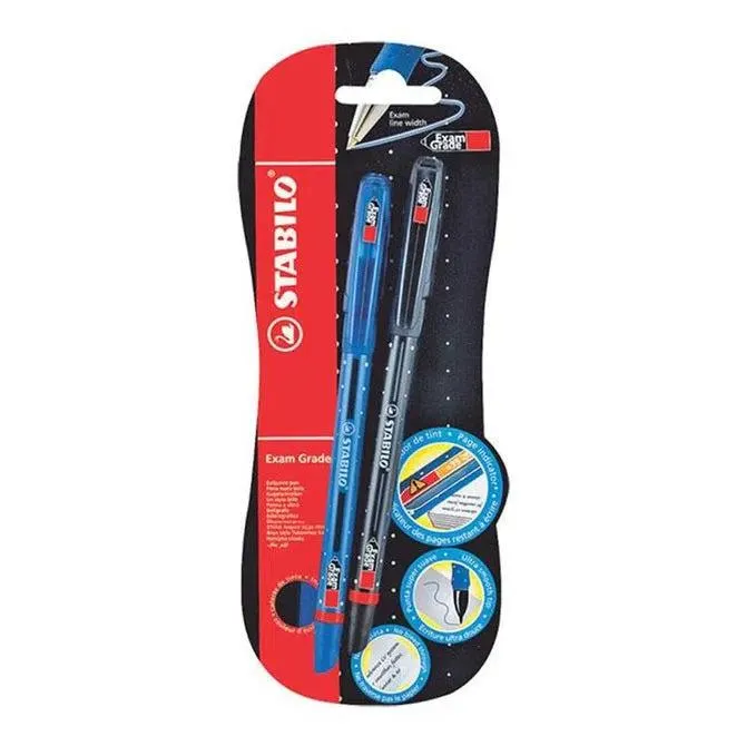 Bolígrafo Stabilo Tinta Seca (588Gbl2) Exam Grade (X2) Color Azul y Negro Blister