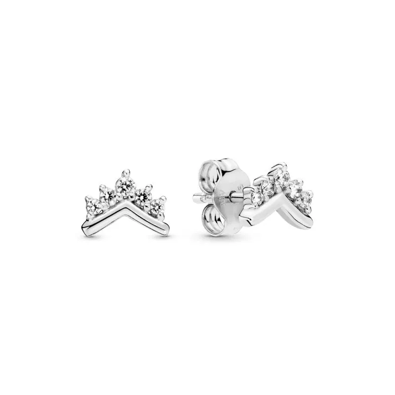 Aretes de botón Hueso de los deseos con tiara