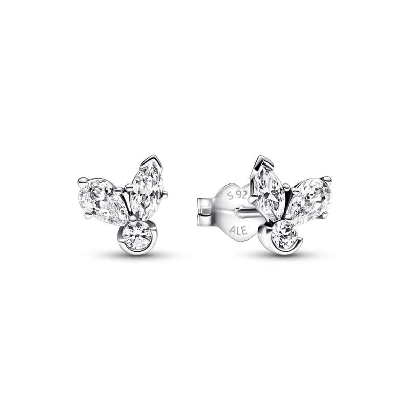 Aretes de botón Racimo herbario reluciente Pandora Plata Esterlina