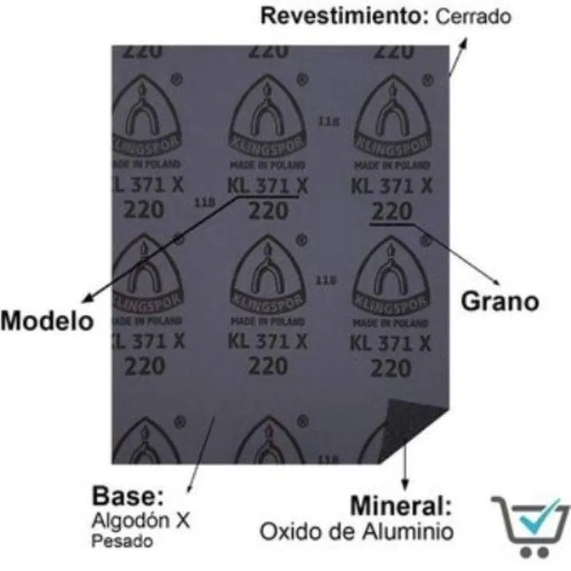Lija de Fierro Klingspor KL371 Grano 60 - Gris