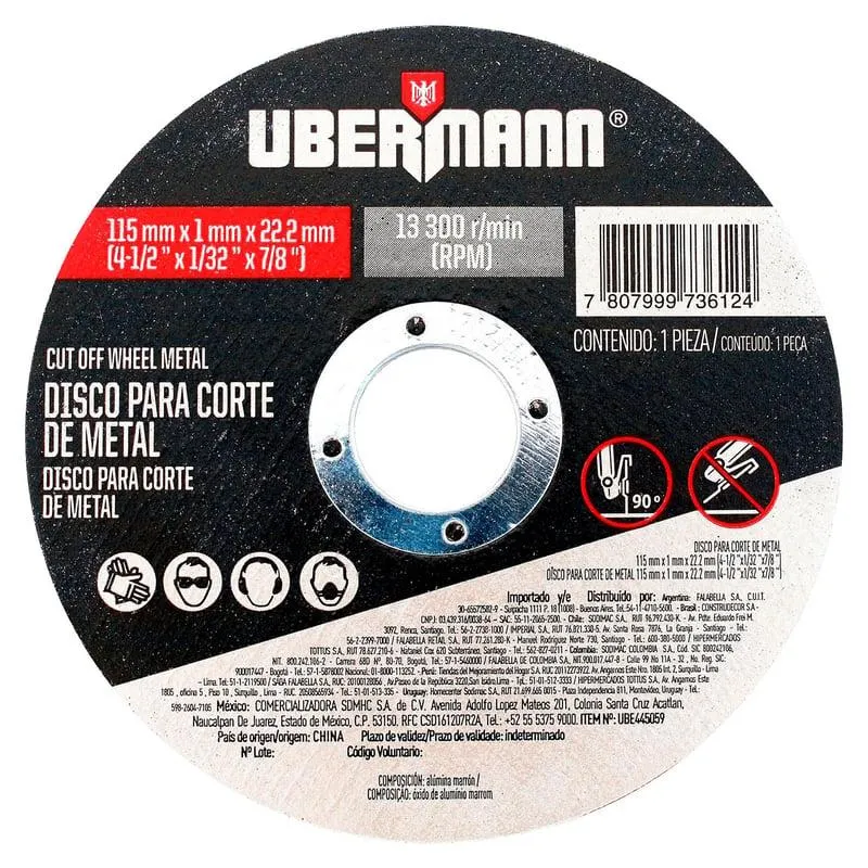 Disco para Corte de Metal 4 1/2''x1/32''