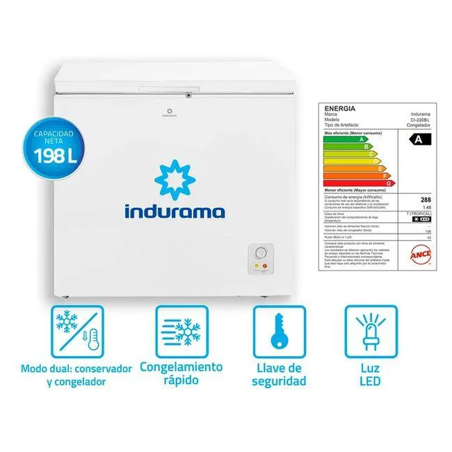 Congeladora INDURAMA 128L CI-220BL Blanco
