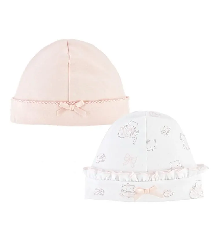 Pack de 2 gorros de 100% Algodón Pima | Colección Baby Coquette Kitty
