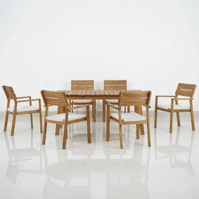 Juego de Comedor de Madera Natural para 6 Personas