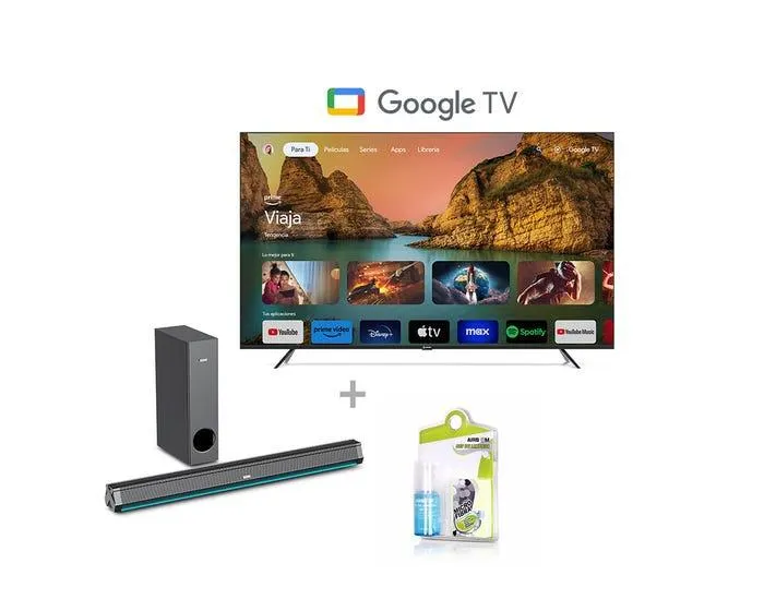 Televisor Miray LED 4K UHD Smart 58" MK58-T1001GBT + Soundbar Miray SBM-S28R Bluetooth + Kit de Limpieza Airboom AB C5/120ml