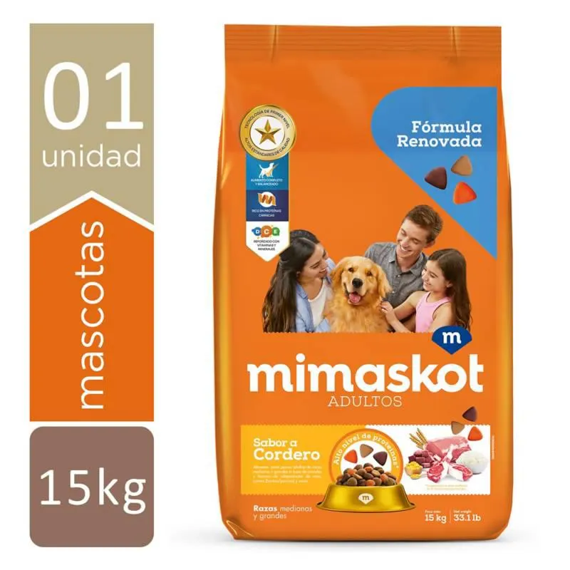 Comida para Perros Mimaskot Adultos Sabor Cordero 15 kg