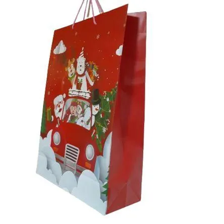 Bolsa De Regalo Navidad Auto Navideño 44x32cm 1u