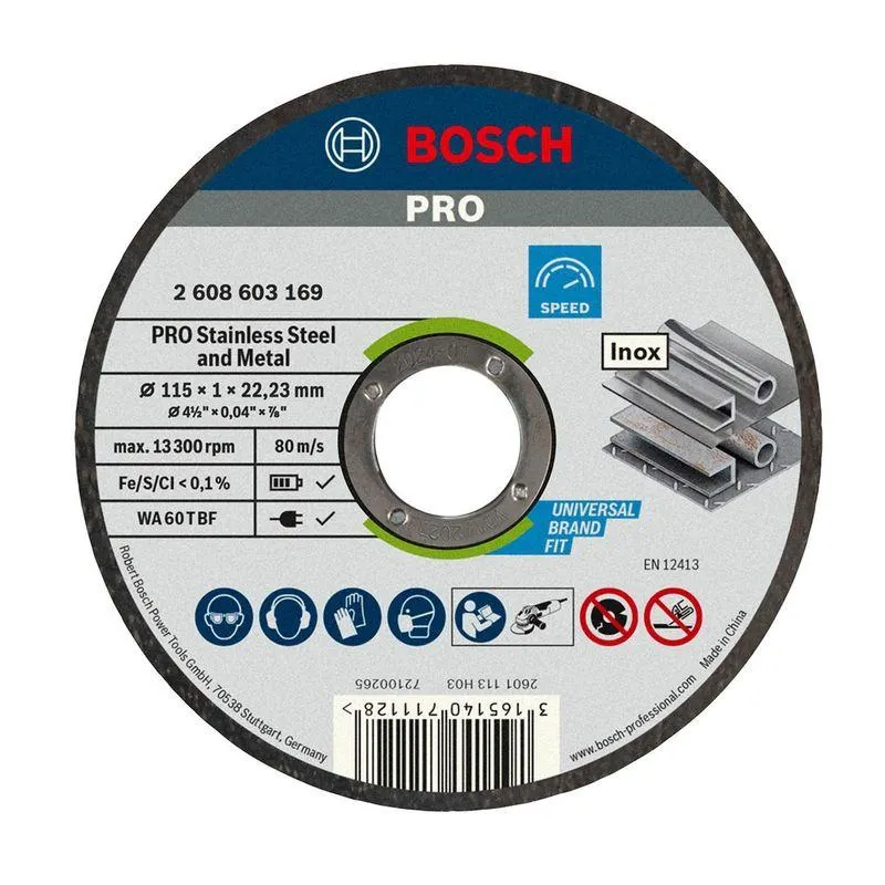 Set de 10 Discos de Corte Standard for Inox 115x1.0mm Bosch