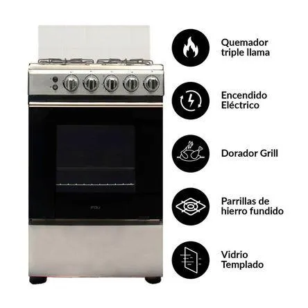 Cocina de Pie a Gas 24" FDV Expert 60 2.0 4 Hornillas Gris