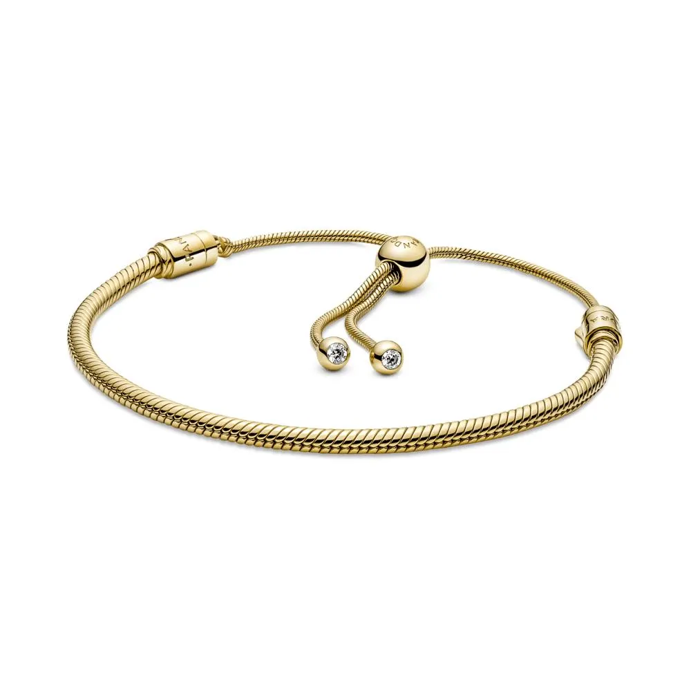 Brazalete Deslizante Diseño Cadena de Serpiente Recubrimiento en Oro de 14k