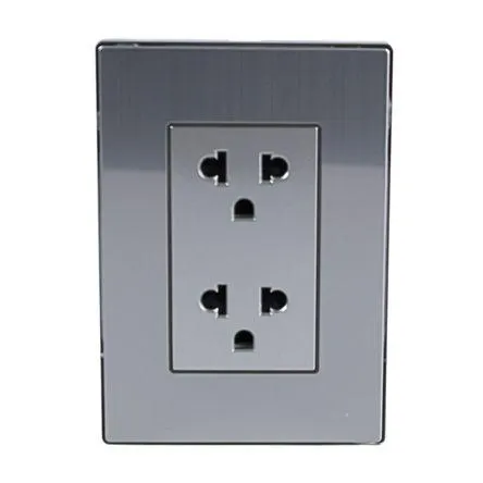 Placa Armada Orange: Tomacorriente Doble Universal Acero Inoxidable LT