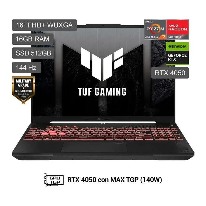 Laptop ASUS TUF Gaming A16 16" Windows 11 Home AMD Ryzen 7 7445HS 512GB SSD 16GB RAM FA607NUG-RL116W