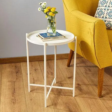 Mesa Redonda de Madera/Metal Orange Modelo HA23TTHT0029 Blanco de 38.5 cm