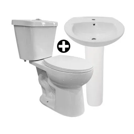 COMBO Baño Orange Blanco: Taza + Tanque + Asiento Gamma + Lavatorio Ártico + Pedestal Standard