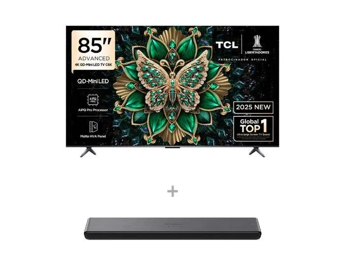Televisor TCL SMART TV 85" QD MINILED 4K UHD 85C6K + Soundbar TCL - S45H