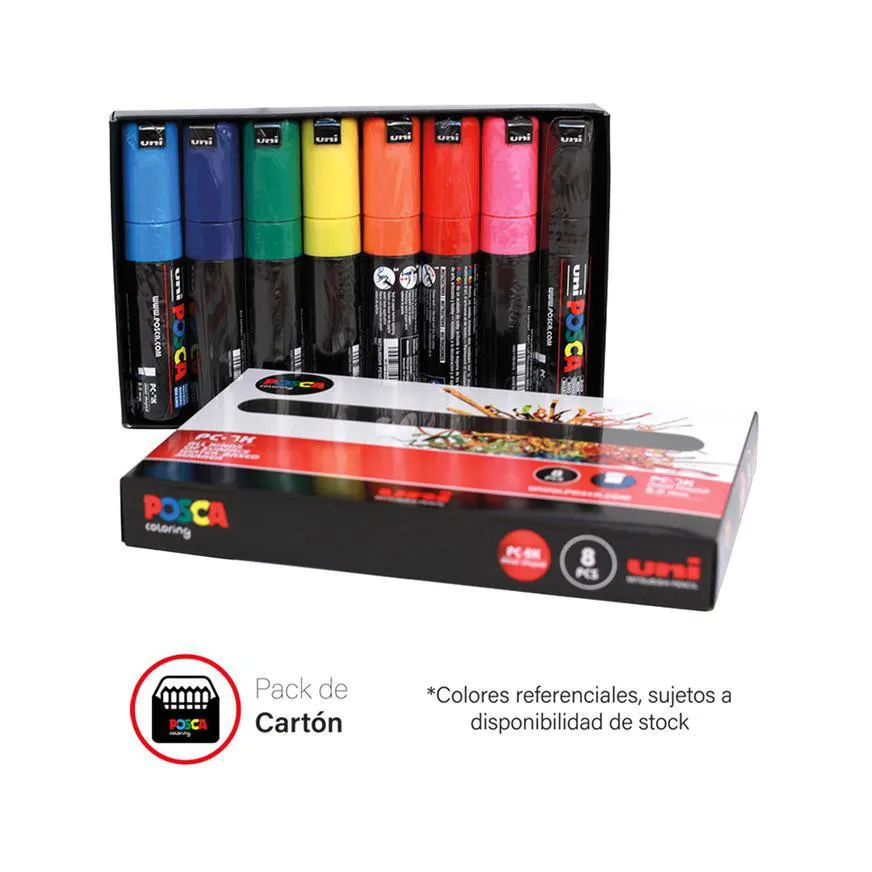 Marcadores Posca Pc-7M Punta Gruesa Estuche X 8