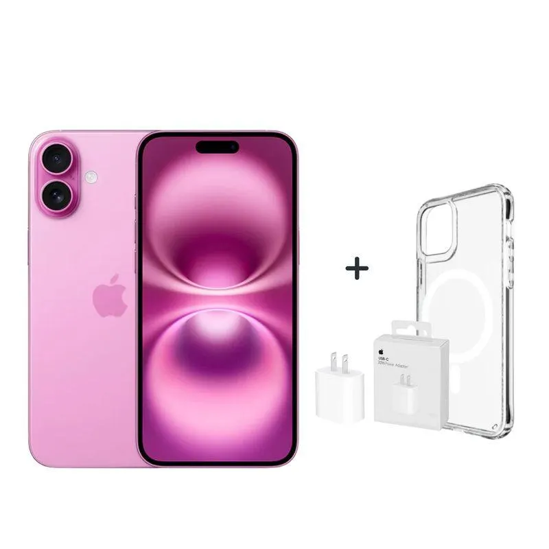 IPHONE 16 128GB CHIP FISICO - ROSADO + CARGADOR + CASE PROTECTOR