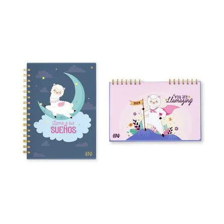 Pack Ingenial Llama a tus Sueños Agenda Diaria Infinita + Calendario 2024