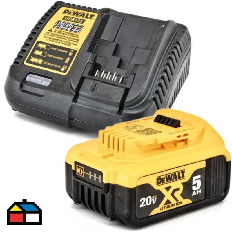 Bateria 5.0Ah 20V Max DCB205 + Cargador 12/20V DCB115 Dewalt