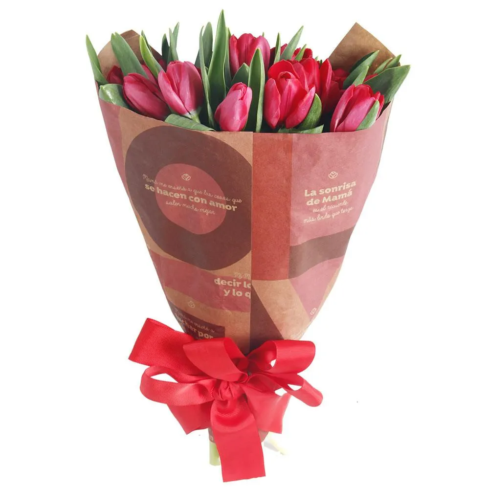 Ramo Mensajes para Mamá Tulipanes Rojos