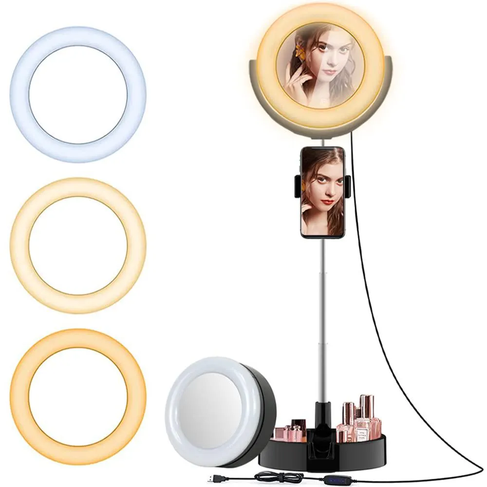 Anillo 6Pulgadas Led G3 Espejo y Soporte Celular Intensidad Regulable