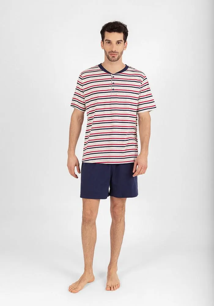 PIJAMA SHORT HOMBRE ALGODÓN AZUL - 77.747