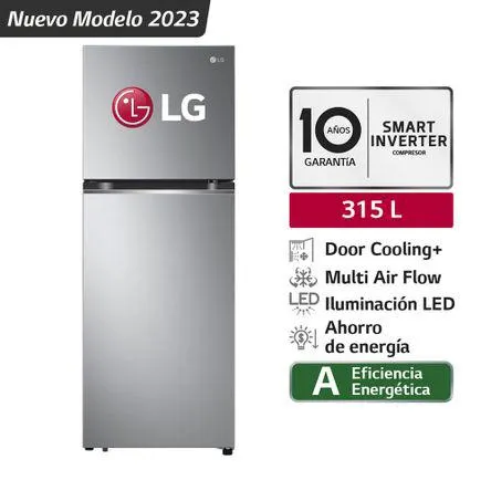 Refrigeradora LG GT31BPP Top Freezer Door Cooling 315L Plateado