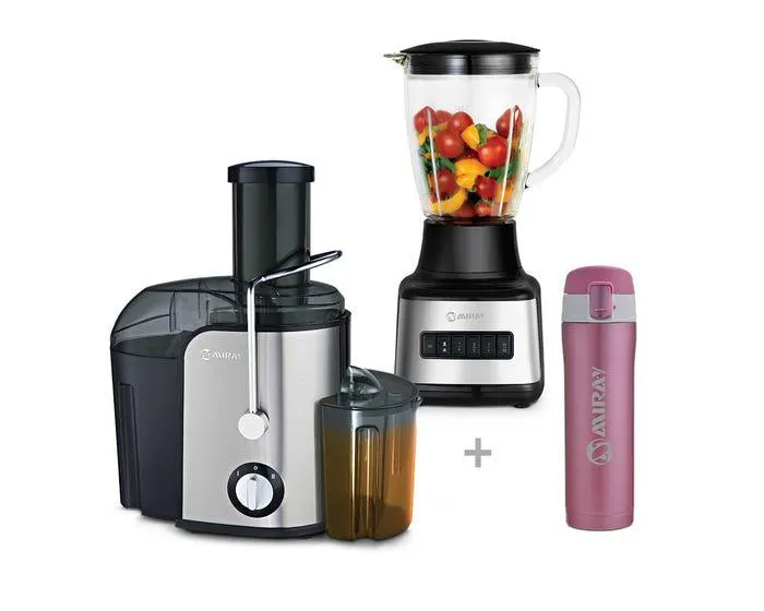 Licuadora Miray 1.5L 500W LM-101V + Extractor de Jugo Miray EM-40 + Termo Miray 450 ml TM-A450RO
