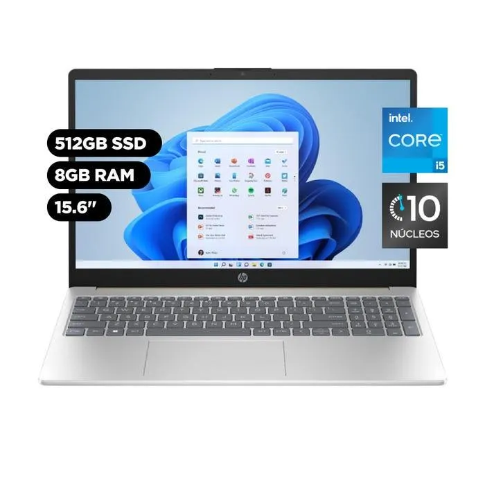 Laptop HP 15.6" Intel Core i5 13a Gen 10 Núcleos 8GB 512GB 15-FD0007LA