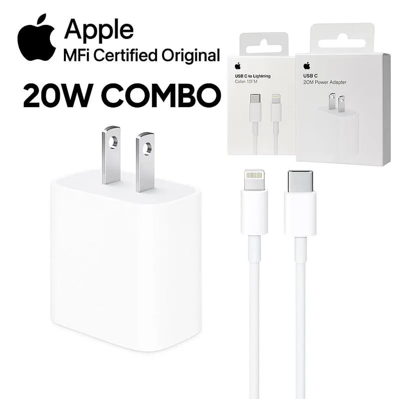 Cargador Apple 20w + Cable C a Lightning
