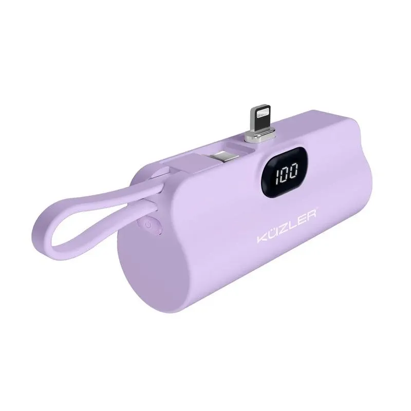 Mini Cargador portátil 5000mAh para iPhone carga rápida morado Kuzler