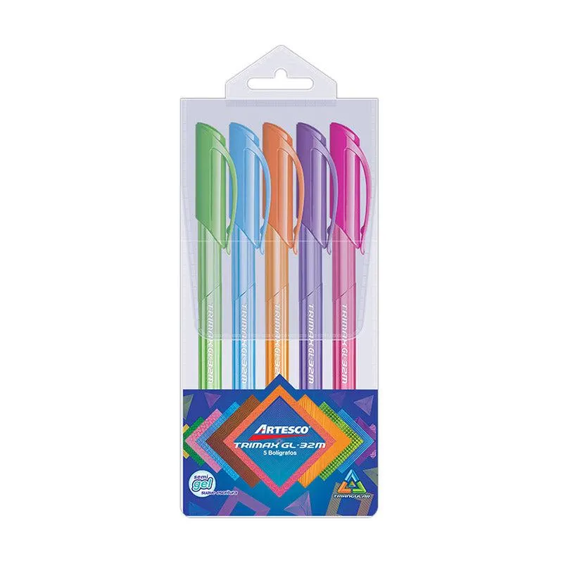 Boligrafo Artesco Trimax Gl-32M Colors Blister x5