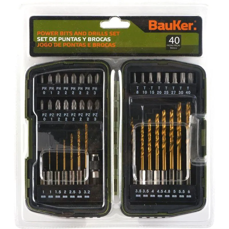 Set Brocas 40 Piezas Bauker