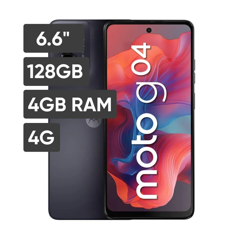 Smartphone MOTOROLA G04 6.6" 4GB 128GB 16MP Negro Cosmico