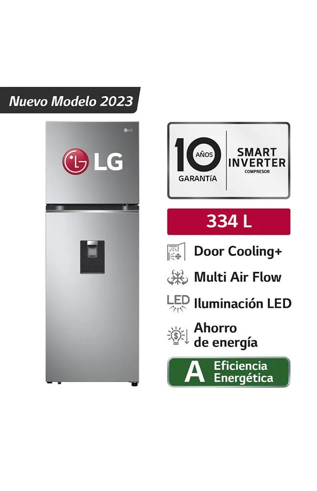 Refrigeradora GT33WPP 335L Door Cooling Top freezer Plateada LG