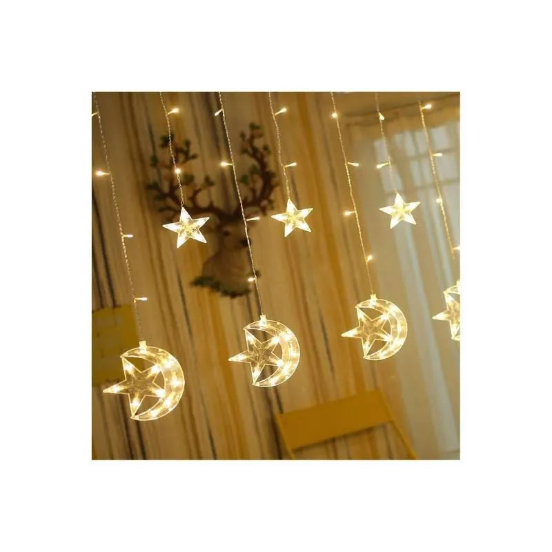 LUCES NAVIDEÑA ESTRELLA MEDIALUNA AMBAR 3 metros