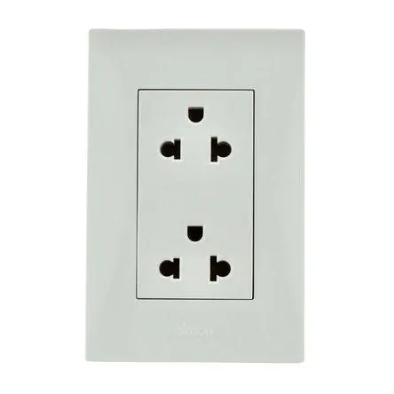 Tomacorriente Doble Universal Simon S220 Blanco Policarbonato 16A 220V