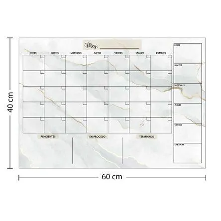 Planner acrílico Mensual-Semanal 60x40 cm Mármol