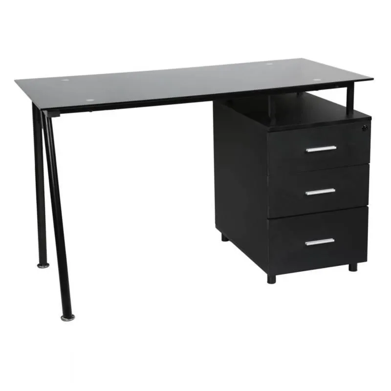 Escritorio de Oficina vidrio Trípoli Negro