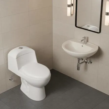 COMBO de Baño Orange Ártico Blanco: Inodoro One Piece + Lavatorio