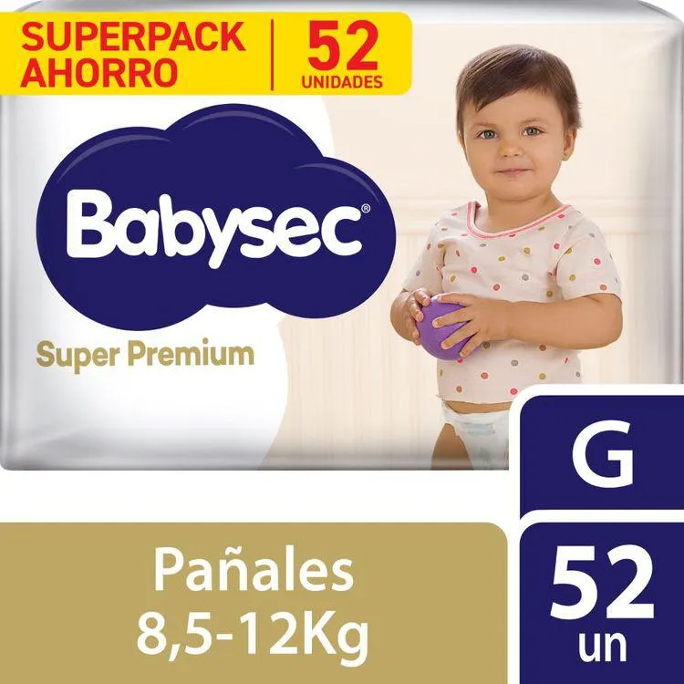 Pañales para Bebé Babysec Súper Premium Talla G 52un