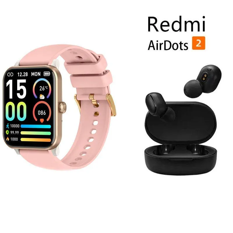 Reloj inteligente Bluetooth rosa + combo Xiaomi Redmi AirDots 2