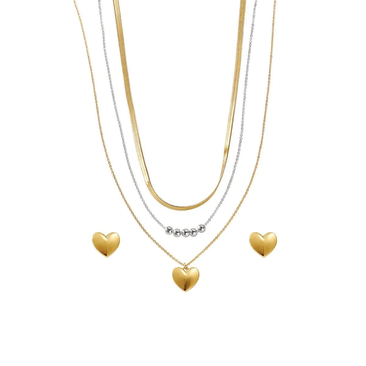 Set Collar + Aretes Tres Amores